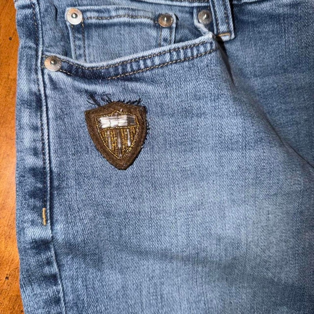 Lauren Ralph Lauren Blue Denim Jeans with Crest Patch Detail Size 6